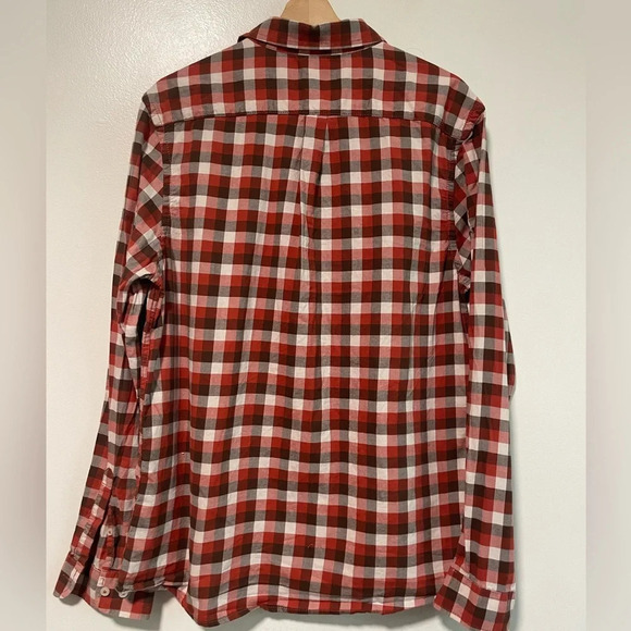 George Modern Button-Up Orange Brown  & White Plaid Shirt: - Medium - Picture 6 of 9